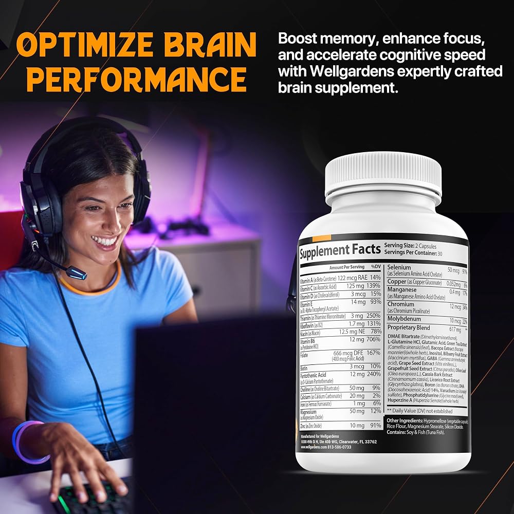 Wellgardens Brain Supplement for Memory, Focus & Cognition - 60 Capsules - image 3