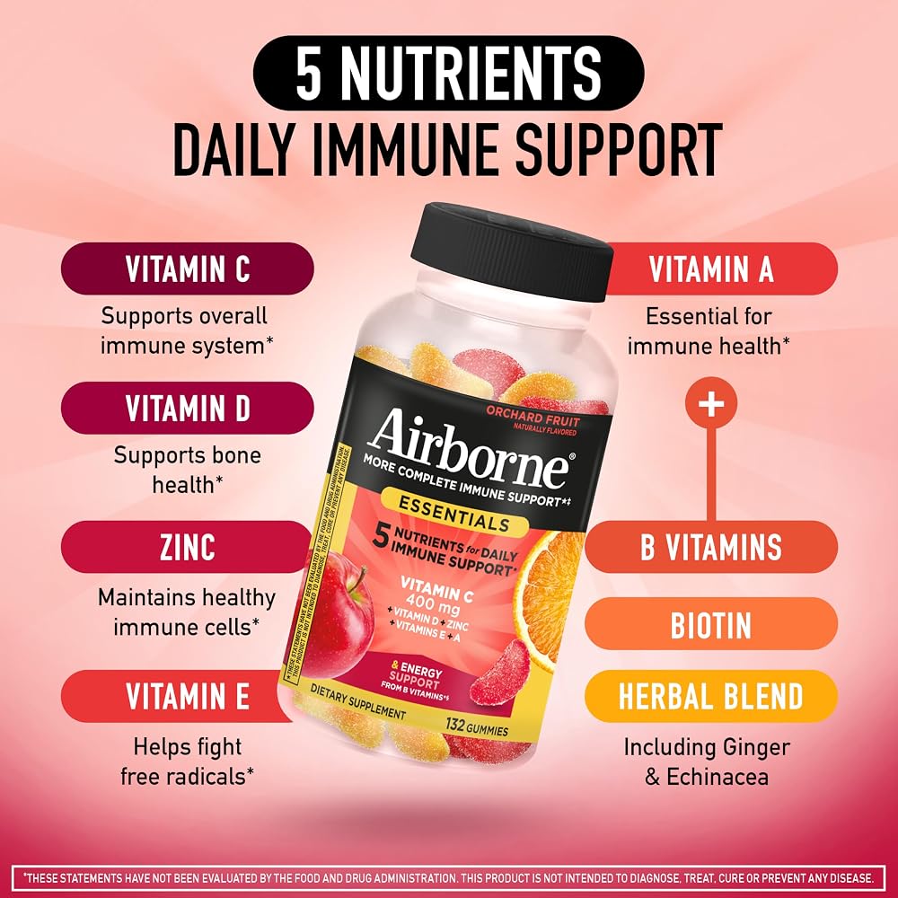 Airborne Immune Essentials Gummies Orchard Fruit - 132 Count - image 3