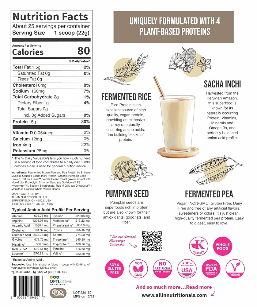 All In Nutritionals EZ Plant Protein Powder - 25 Servings - image 4