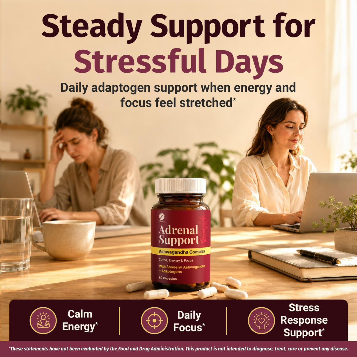 1 Body Adrenal Support Supplement with Ashwagandha - 60 Capsules - image 6