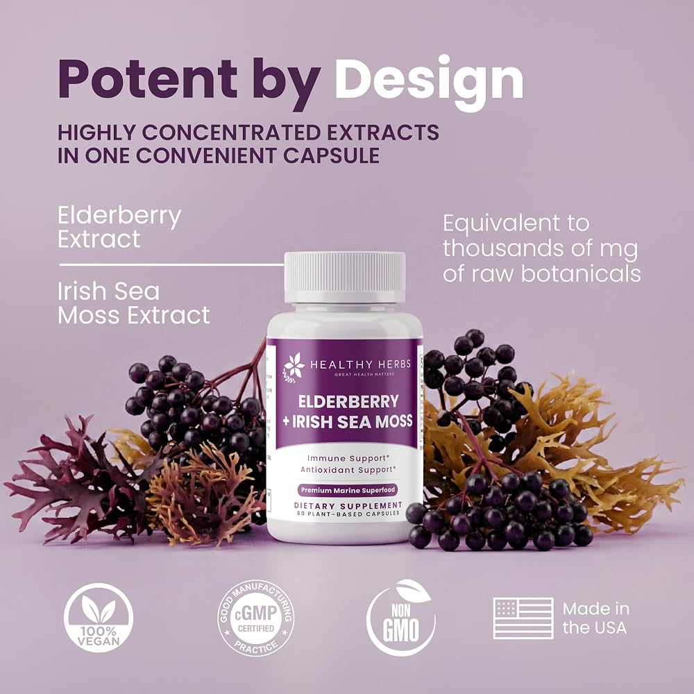 Healthy Herbs Wildcrafted Irish Sea Moss Capsules Advanced Superblend