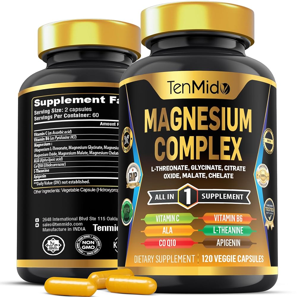 Tenmido Magnesium Complex Supplement - 120 Capsules
