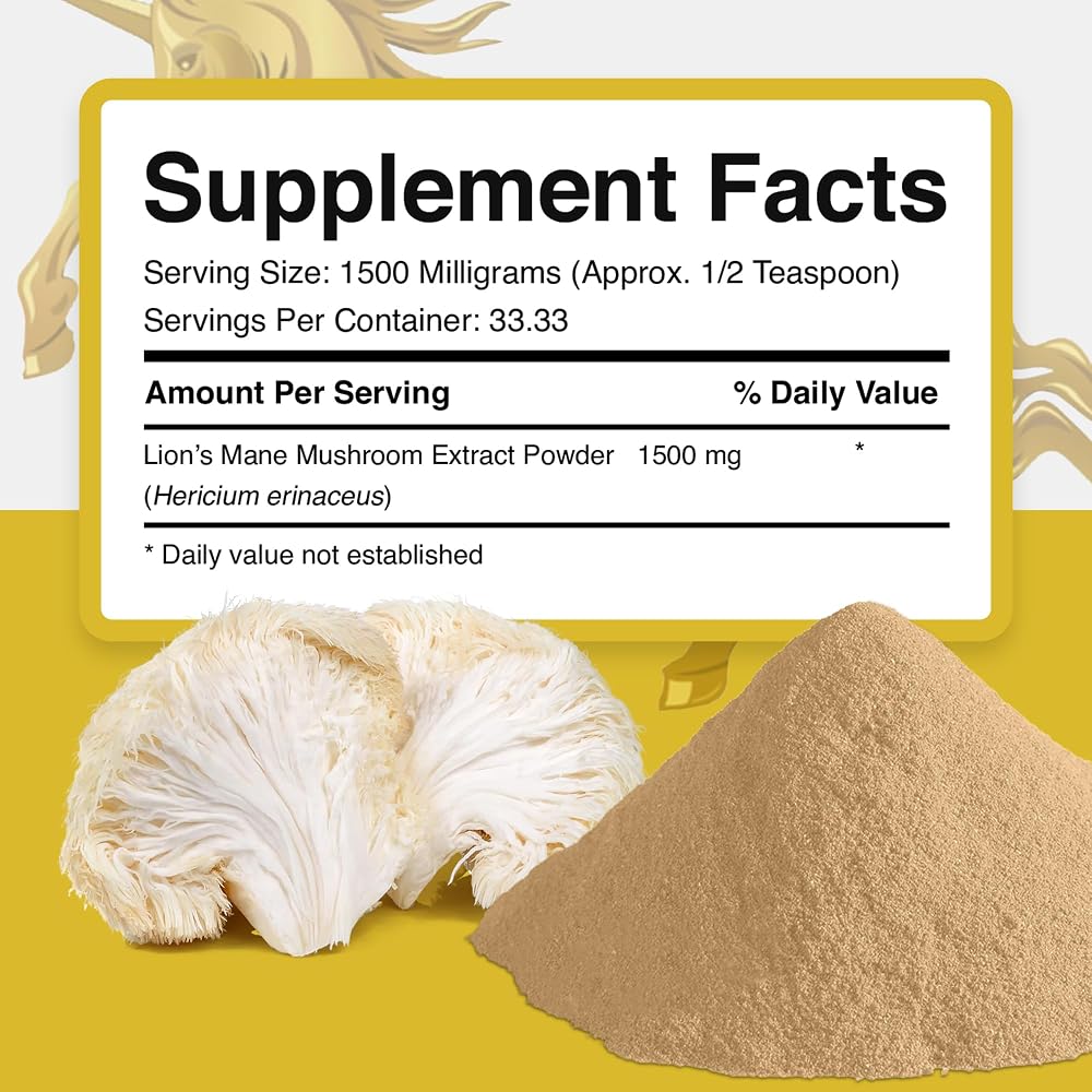 Addictive Wellness Lion's Mane Mushroom Powder Dual-Extract 1500mg - 1.76 oz - image 6