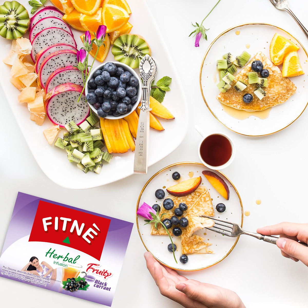 FITNÈ Black Currant Herbal Green Tea with Garcinia & Senna - 15 Tea Bags - image 2