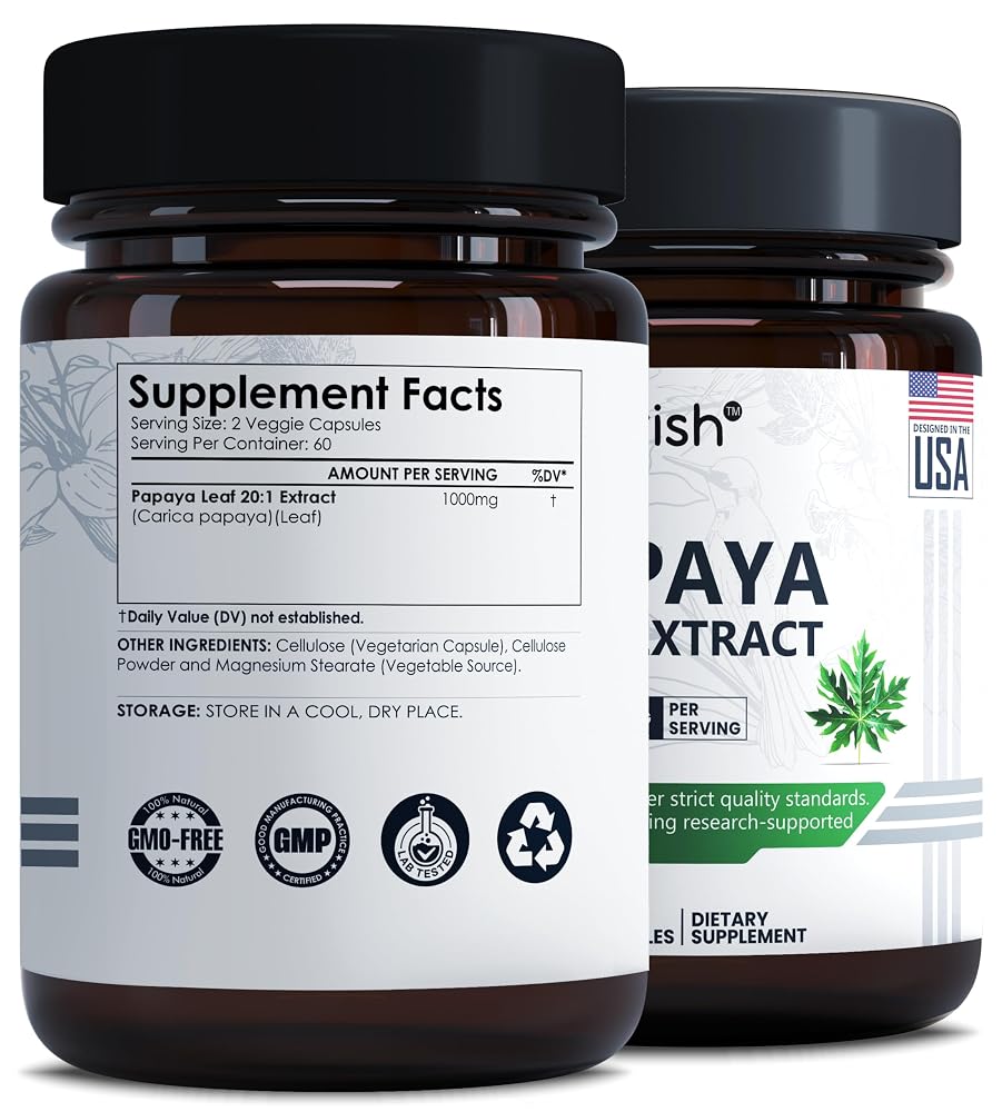 Ayorish Papaya Leaf Extract 1000mg - 120 Capsules - image 2