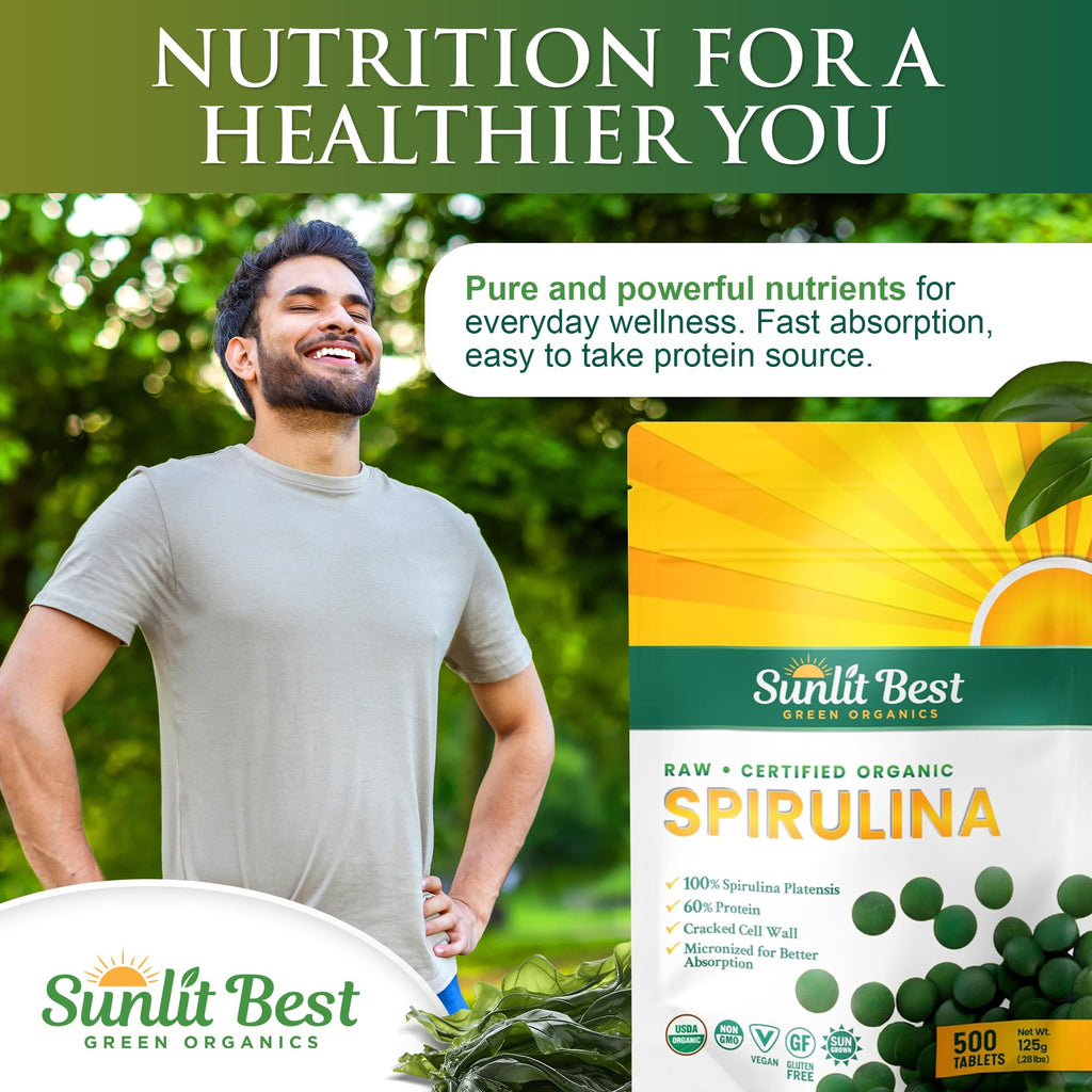 Sunlit Best - USDA Organic Spirulina Tablet - Natural Super Greens
