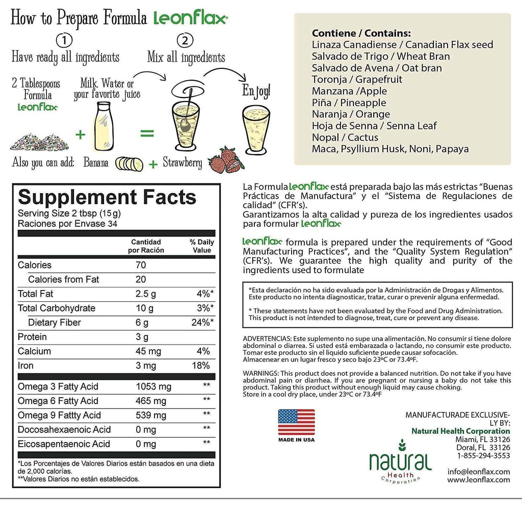 Leonflax 100% Canadian Flax Seed Powder - 18 Oz - image 3
