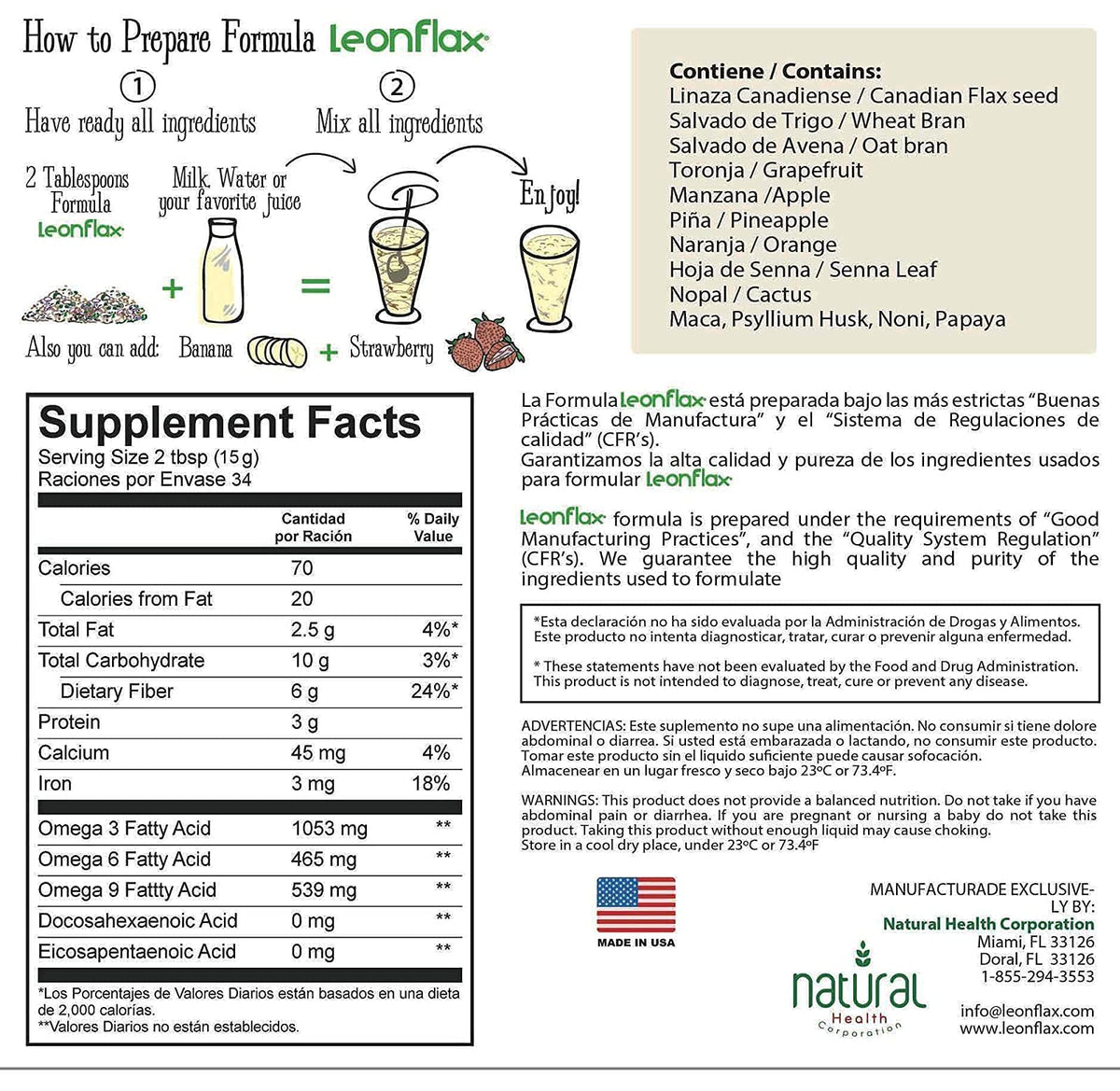 Leonflax 100% Canadian Flax Seed Powder - 18 Oz - image 3
