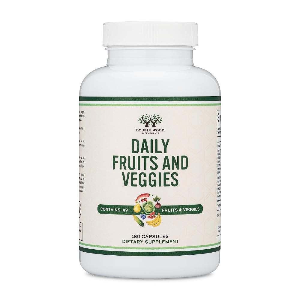 Double Wood Supplements Fruits & Veggies Capsules Energy & Digestion - 180 Ct