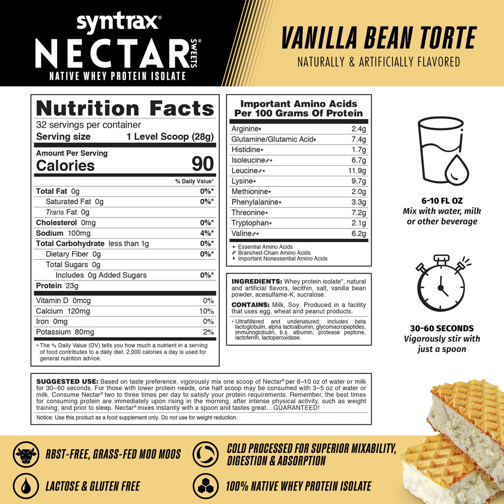 Syntrax Nectar Sweets Vanilla Bean Torte Protein Powder - 2 Pounds - image 3