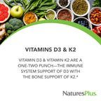 NaturesPlus Vitamins D3 & K2 Bone Support - 90 Tablets - image 2