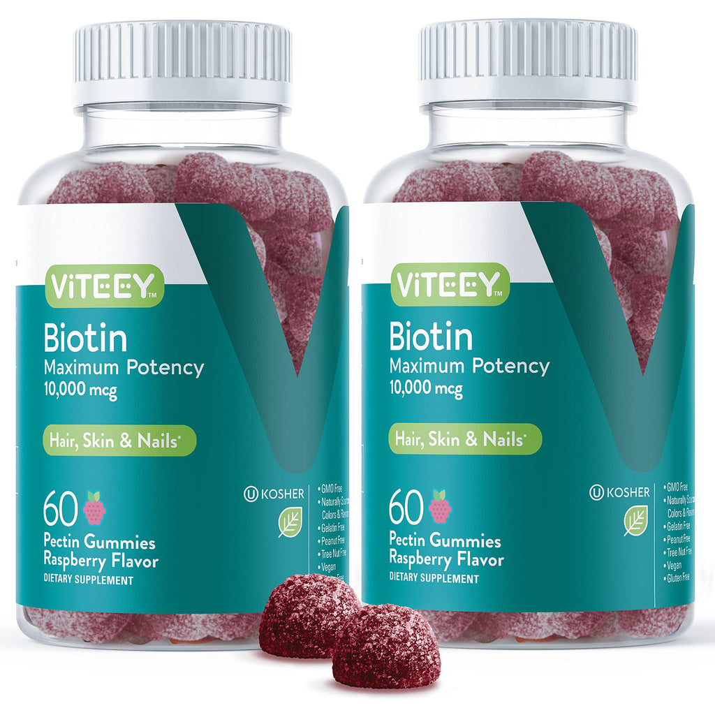Viteey Biotin Gummies 10,000mcg - Highest Potency Vitamin B7 & H
