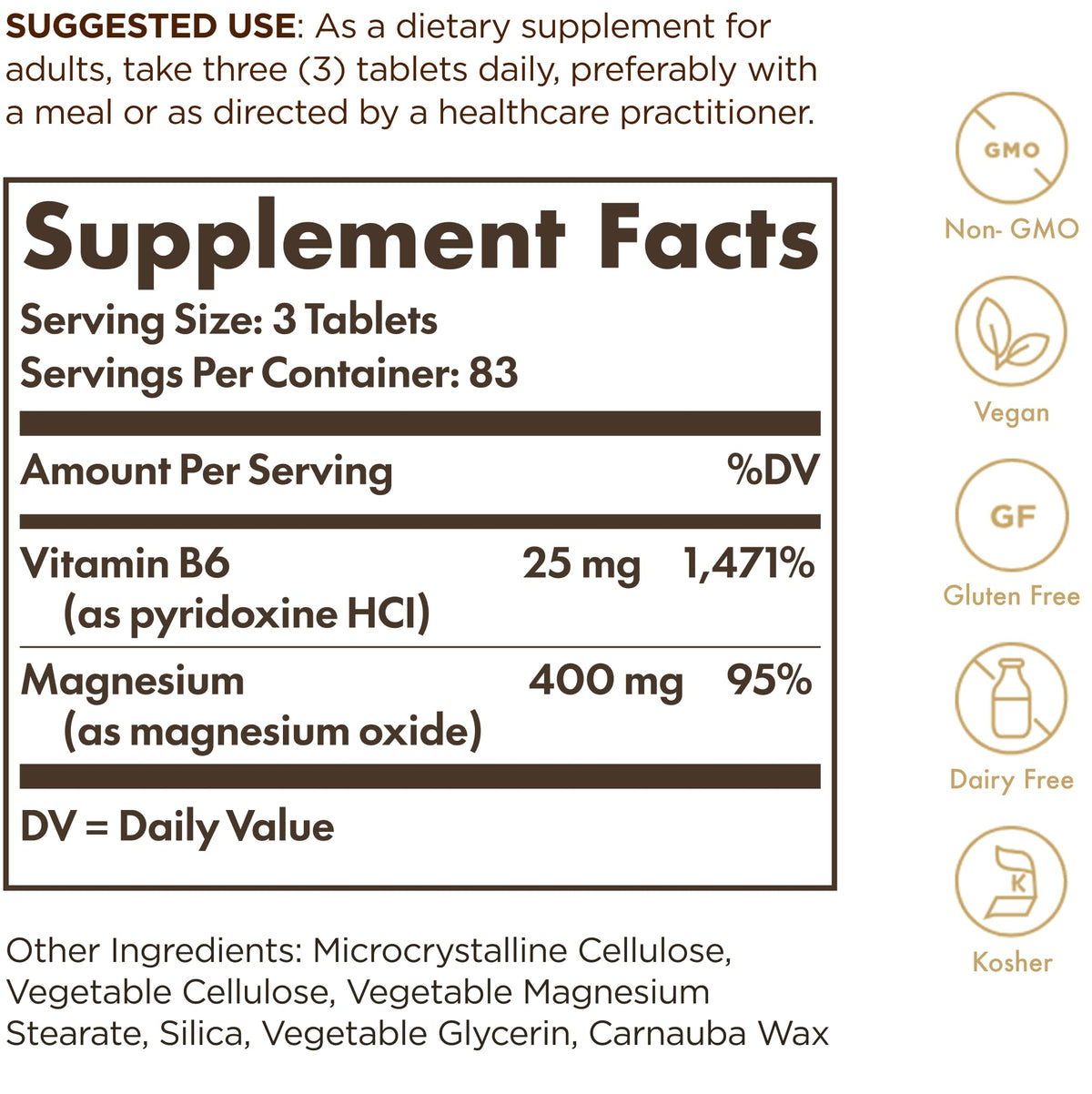 Solgar Magnesium with Vitamin B6 Energy Metabolism - 250 Tablets - image 2