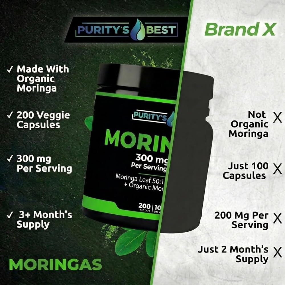 Purity's Best Moringa 50:1 Extract 300 mg - 200 Vegetarian Capsules - image 5