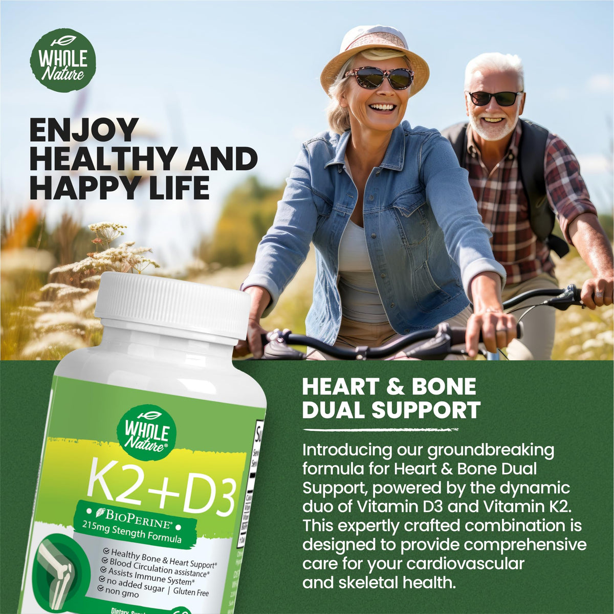 Whole Nature Vitamin K2 D3 Supplement with BioPerine - 60 Vegan Capsules - image 6