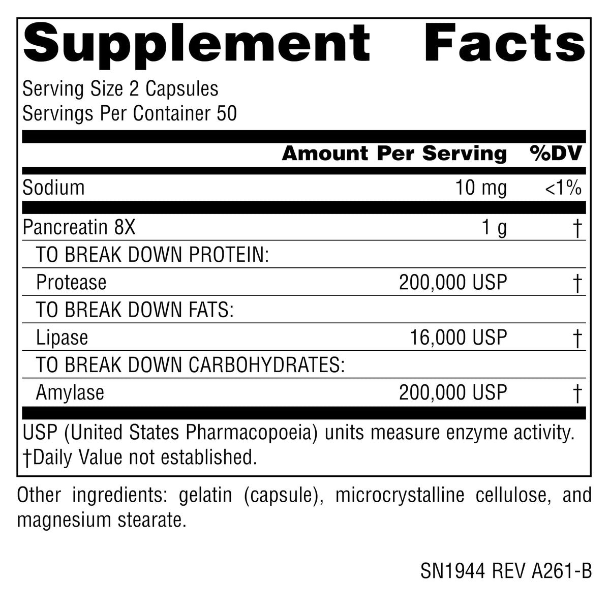 Source Naturals Pancreatin 8X 500 mg Digestive Enzymes - 100 Capsules - image 2