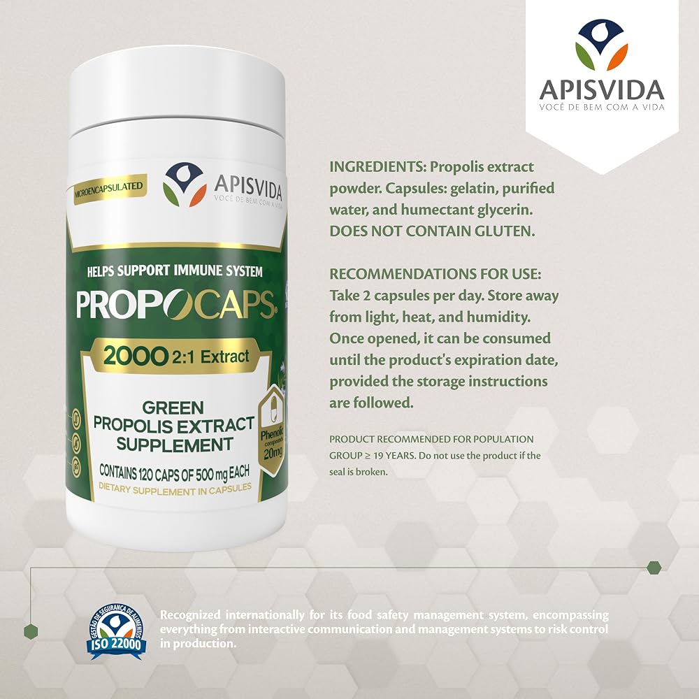 APIS VIDA Green Propolis Extract Capsules Immune Support - 120 Capsules - image 4