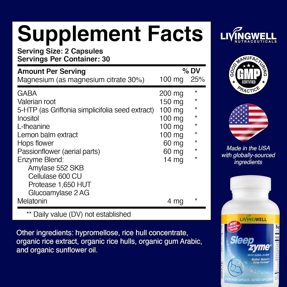 Sleepzyme Sleep Aid Supplement 10-in-1 Formula - 60 Capsules - image 7