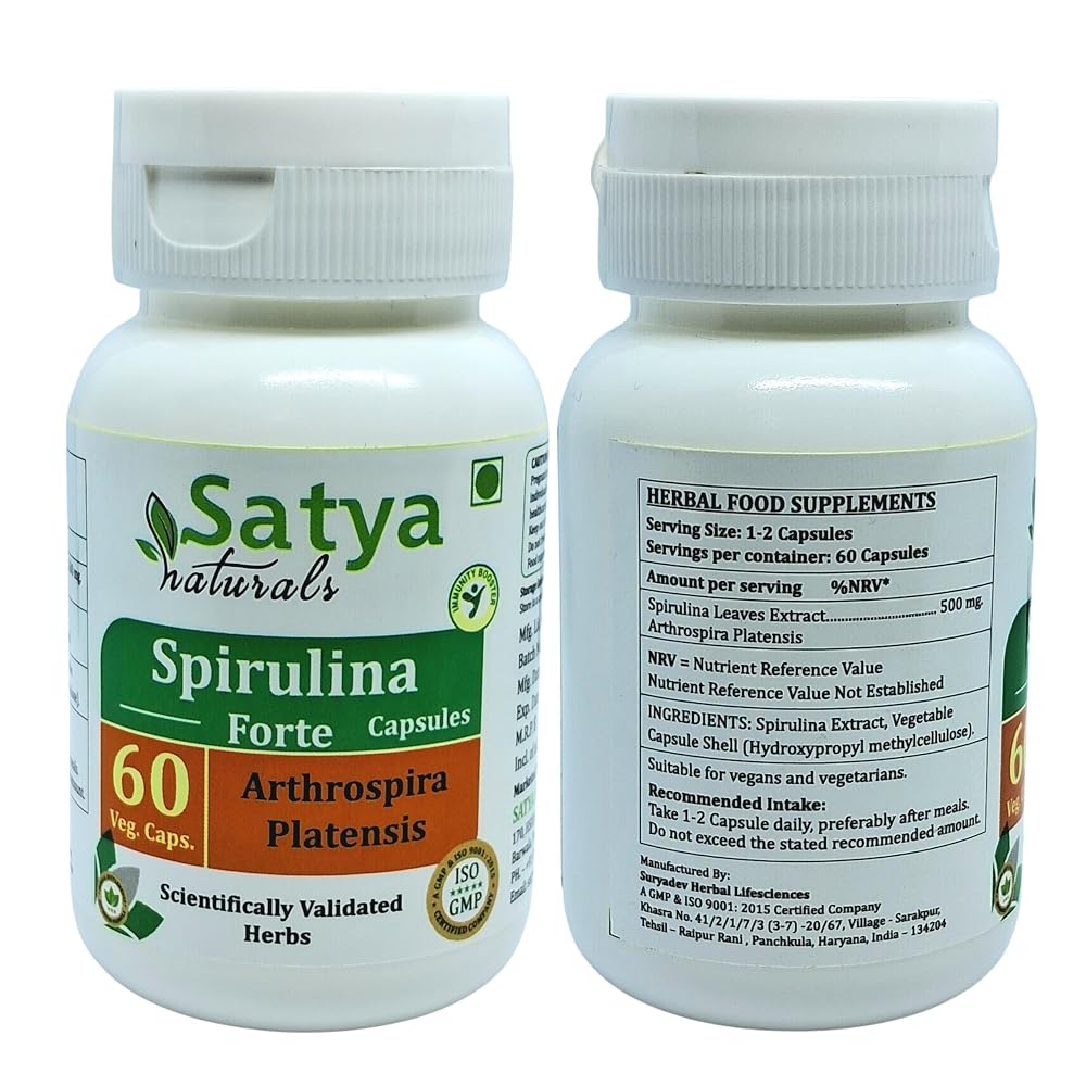 Satya Naturals Spirulina Forte Capsules 500 mg. 60 Veg. Capsule