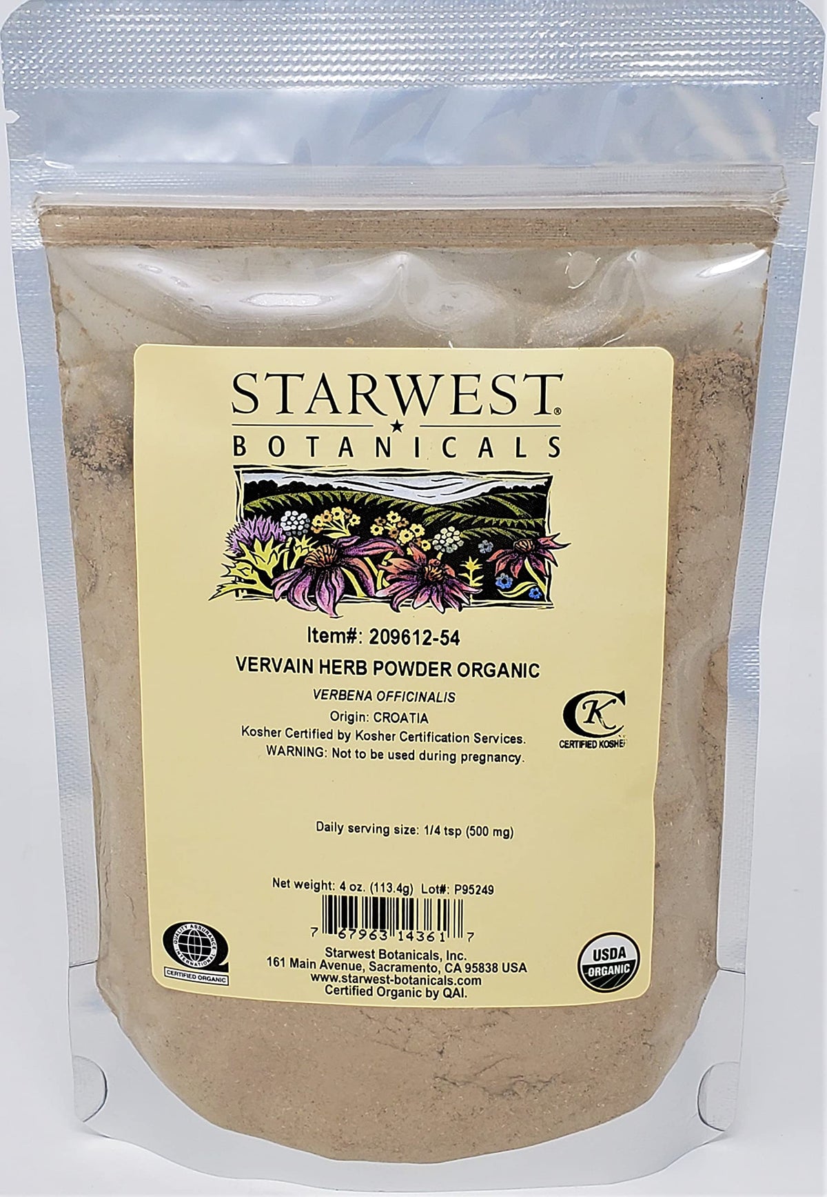 Starwest Botanicals Organic Vervain Herb Powder - 4 Ounces