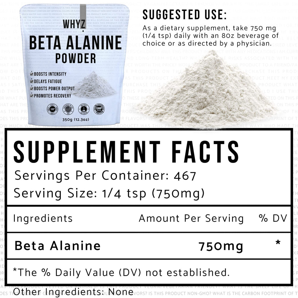 WHYZ Beta Alanine Powder Pre-Workout for Endurance - 350g - image 2