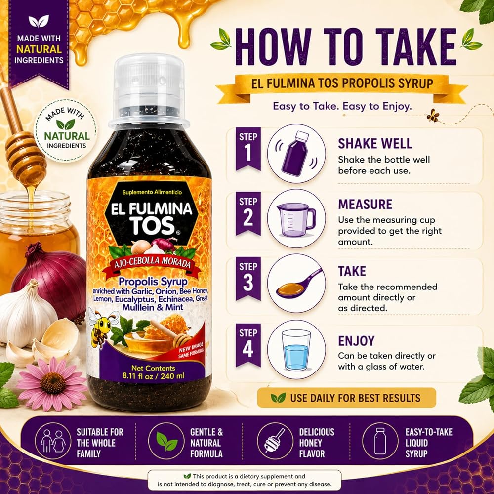 Fulminatos El Fulmina TOS Herbal Syrup with Propolis & Honey - 240 mL - image 4