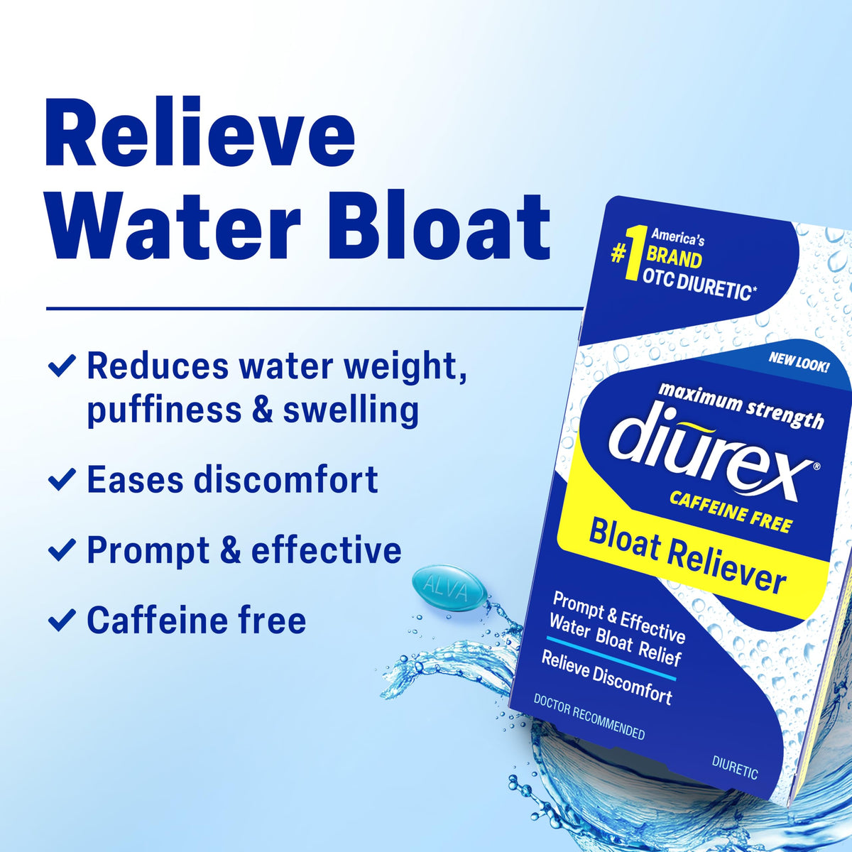 Diurex Caffeine-Free Bloat Relief Maximum Strength - 48 Caplets - image 3