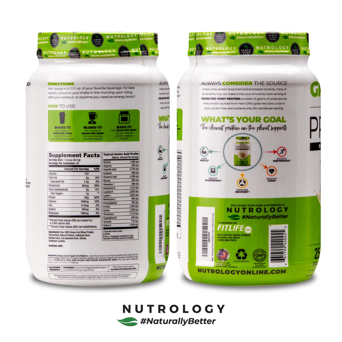 Nutrology Grass-Fed Whey Protein Powder Vanilla - 28 Servings - image 3