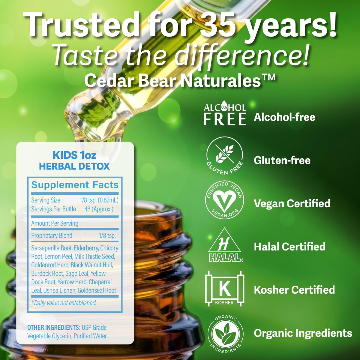 Cedar Bear Herbal Detox for Kids Liquid Herbal Supplement