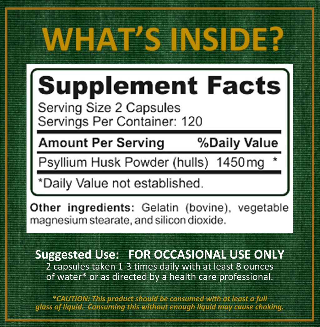 Potent Garden Psyllium Husk Capsules Soluble Fiber - 240 Capsules - image 8