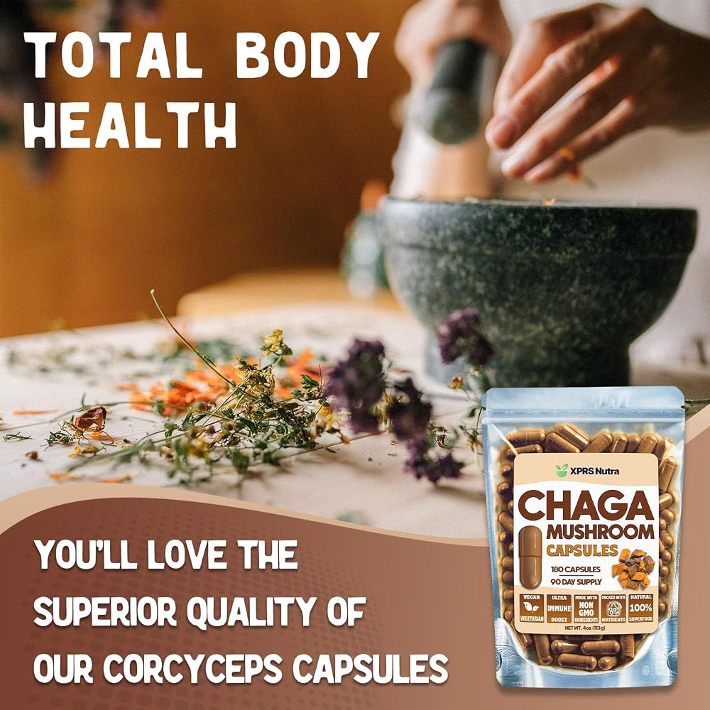 XPRS Nutra Chaga Mushroom Capsules Immunity Support - 180 Count - image 3