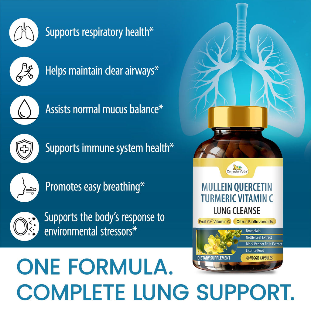 Organic Veda Mullein Quercetin Turmeric Lung Cleanse - 60 Capsules - image 4
