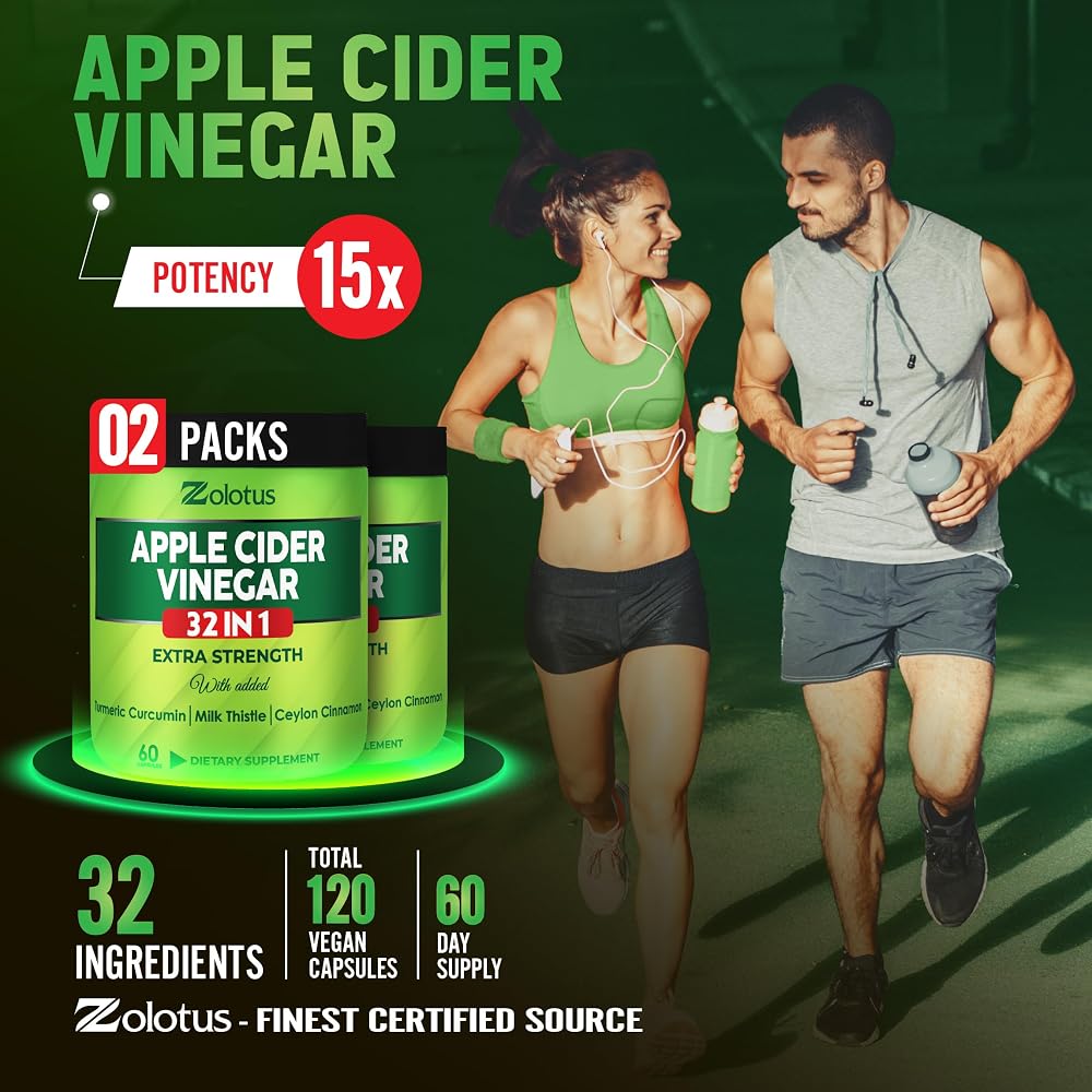 Zolotus Apple Cider Vinegar Capsules 32in1 with Turmeric - 120 Capsules - image 7