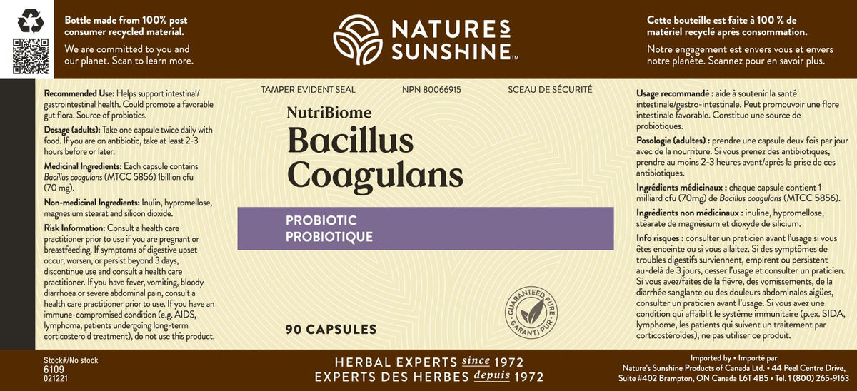 Nature's Sunshine Bacillus Coagulans NutriBiome - 90 Vegetarian Capsules - image 4