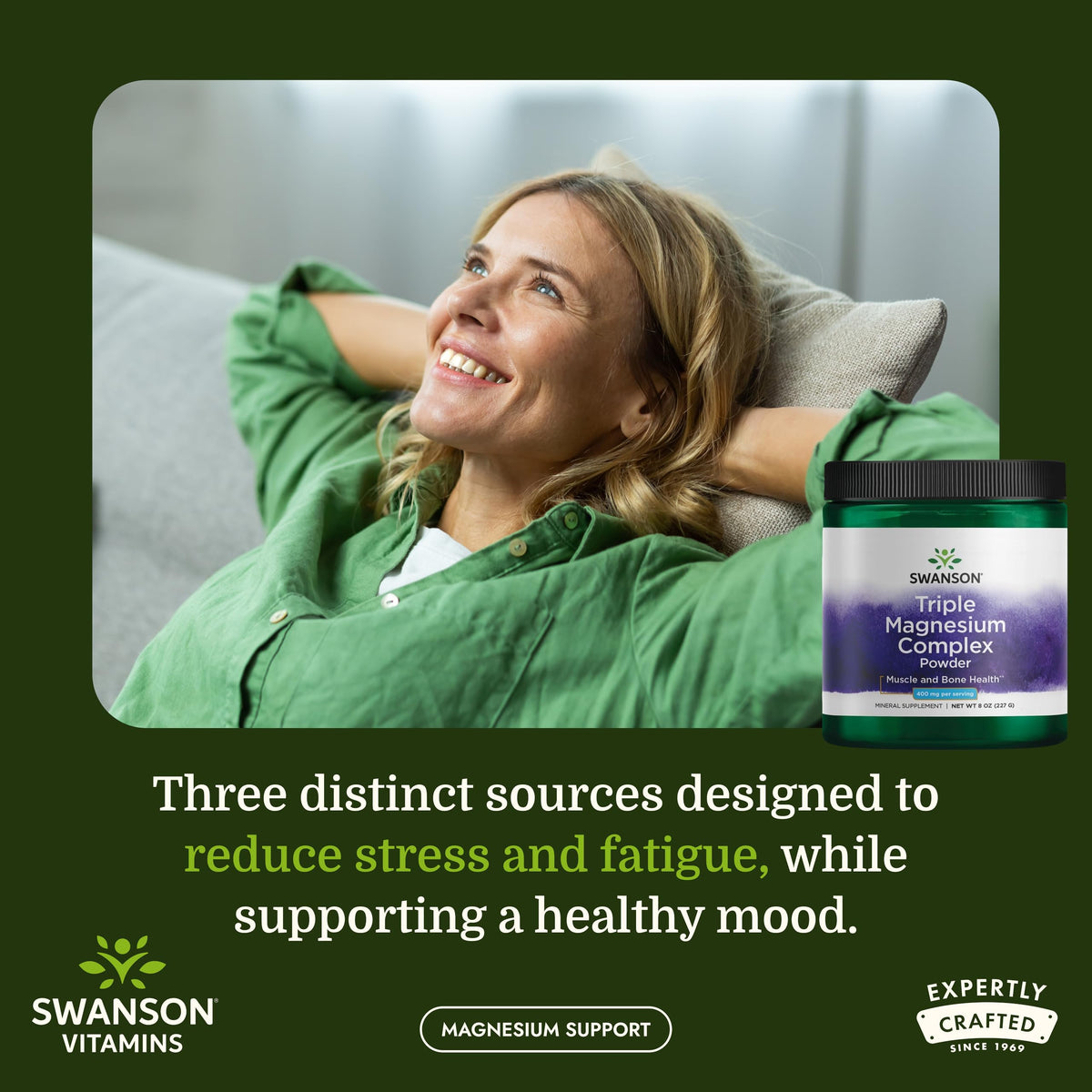 Swanson Triple Magnesium Complex Powder 400 mg - 8 oz - image 2