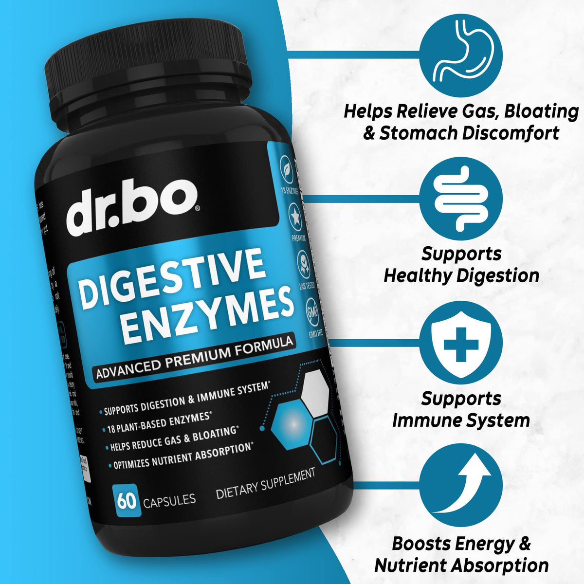 DR. BO Digestive Enzymes Plant Based - 60 Capsules - image 2