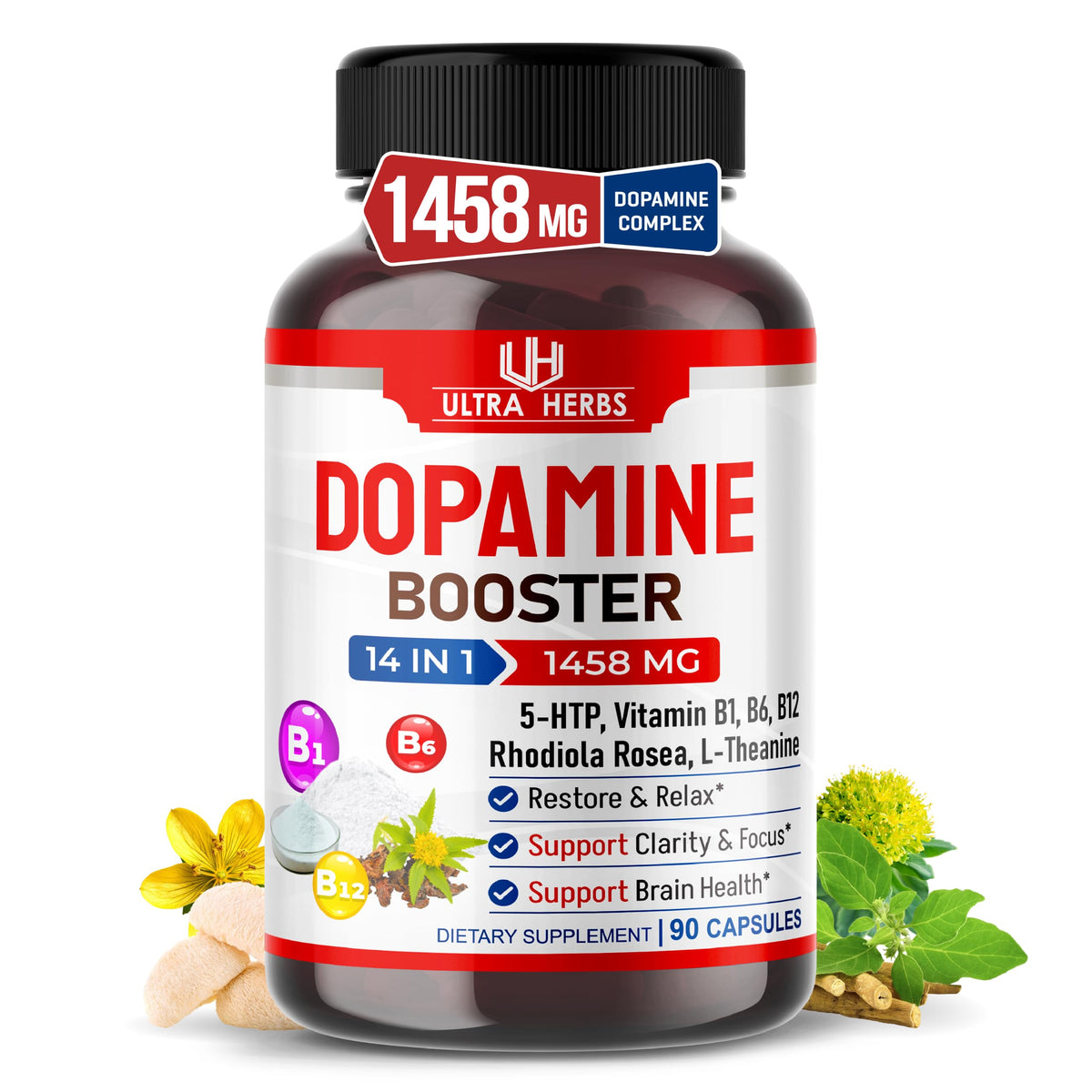 Ultra Herbs Dopamine Support 14-in-1 with Ashwagandha - 90 Capsules