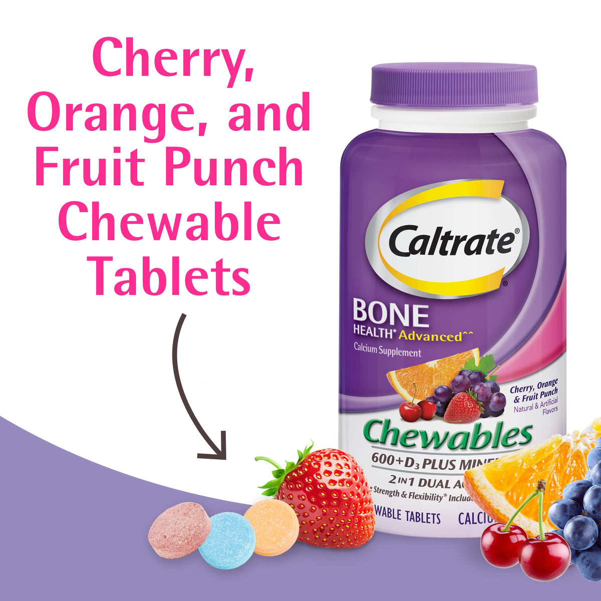 Caltrate Chewables 600 Plus D3 Calcium Supplement - 155 Tablets - image 2