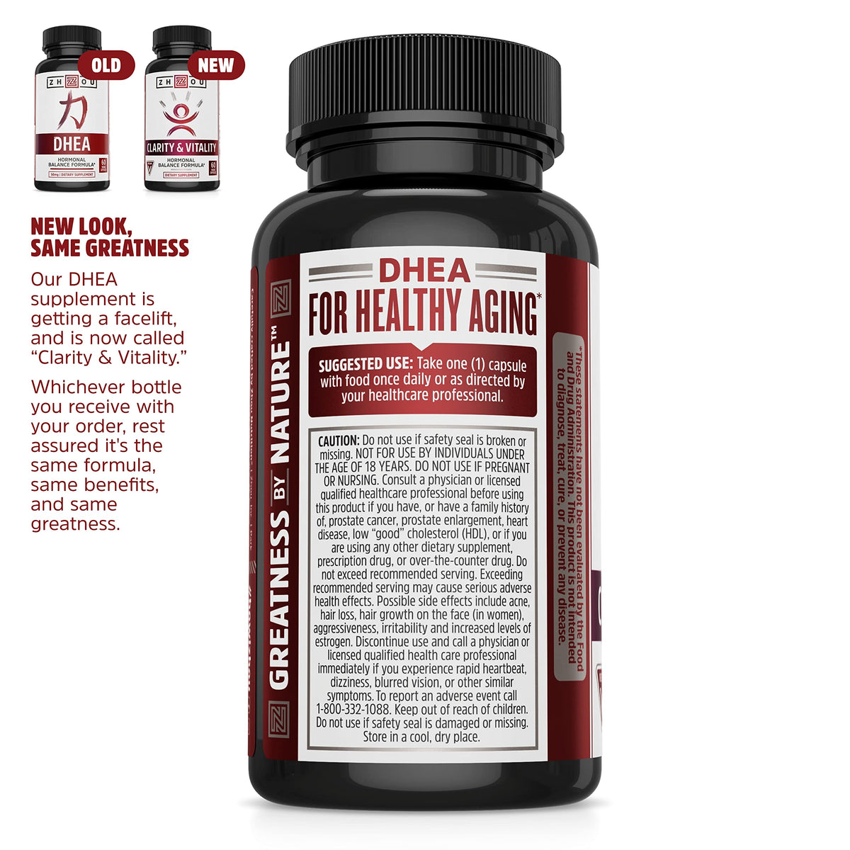 ZHOU Clarity & Vitality DHEA 50 mg - 60 Vegetarian Capsules - image 3