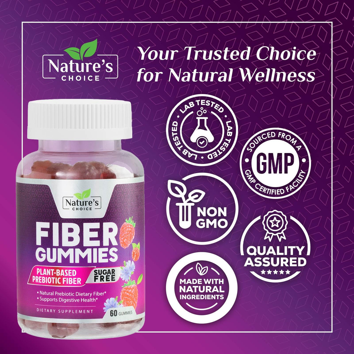 Nature's Choice Fiber Gummies For Adults 4g - Sugar Free Prebiotic