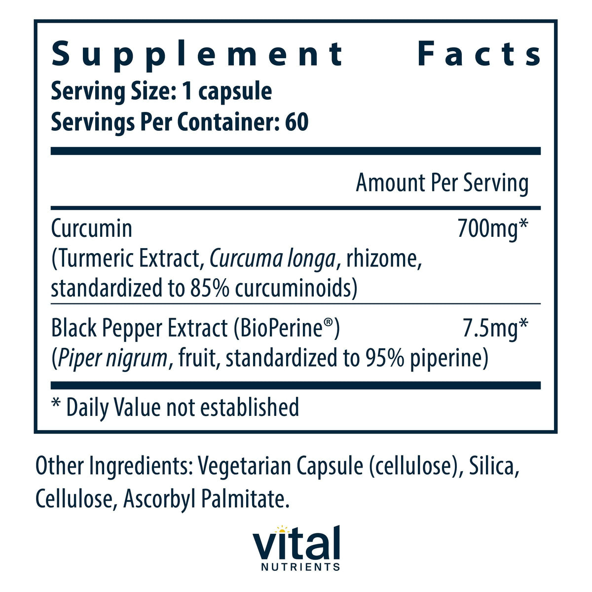 Vital Nutrients Curcumin Extract 700mg - 60 Capsules - image 2