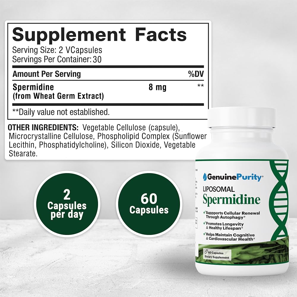 GenuinePurity Liposomal Spermidine 8mg - 60 Capsules - image 2