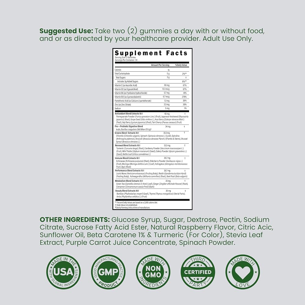 DORADO NUTRITION Supergreens Gummies Immunity Support - 60 Count - image 6