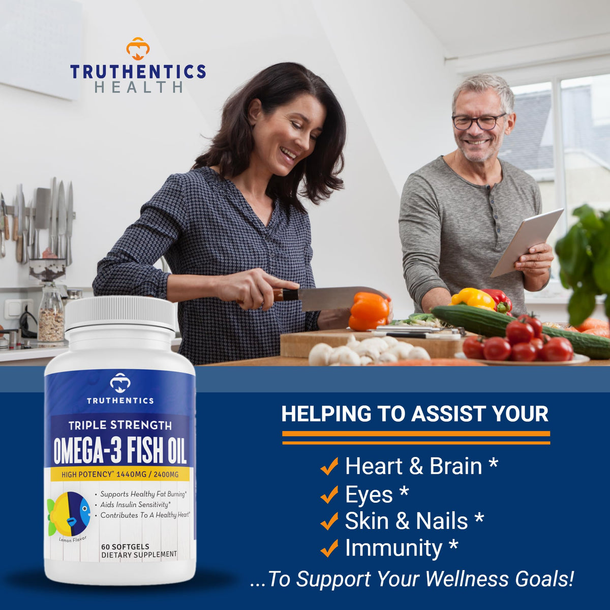 TRUTHENTICS Omega 3 Fish Oil 2400 mg - 60 Softgels - image 4