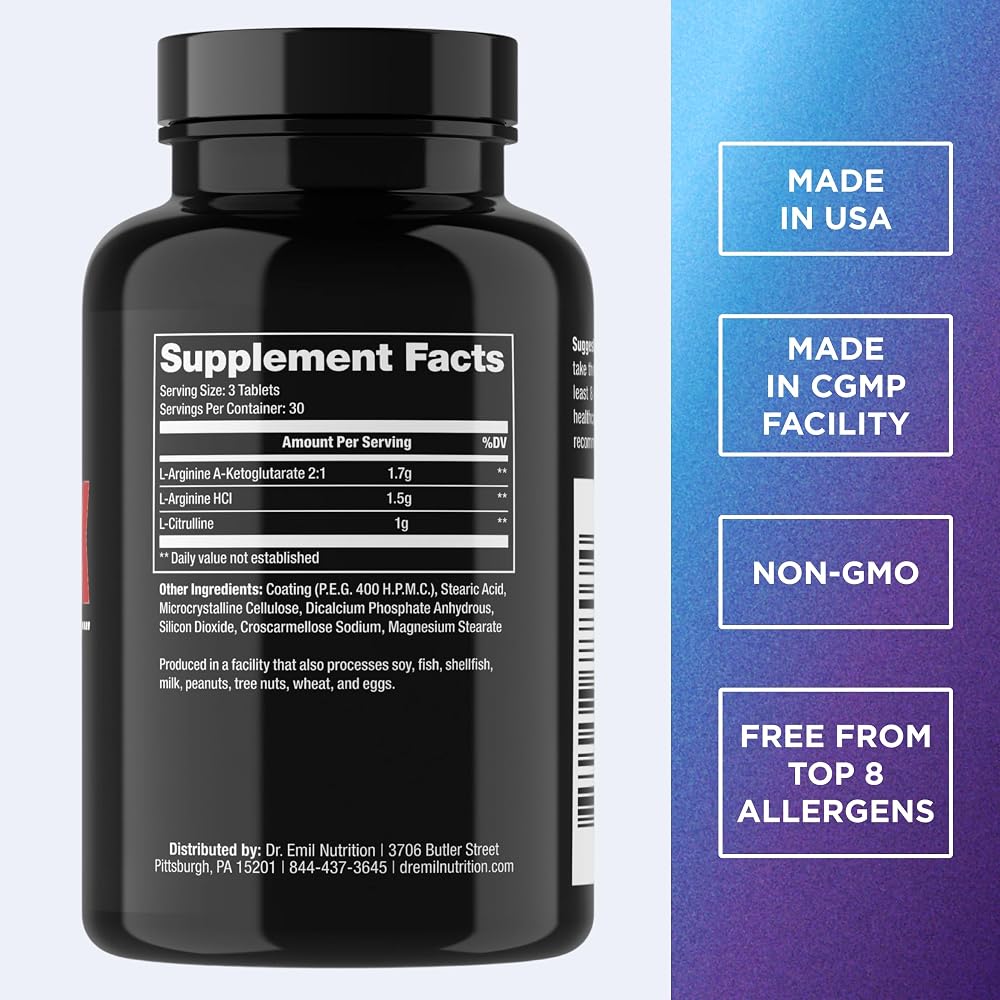 DR. EMIL NUTRITION Nitric Oxide Booster L-Arginine & L-Citrulline - 90 Tablets - image 2
