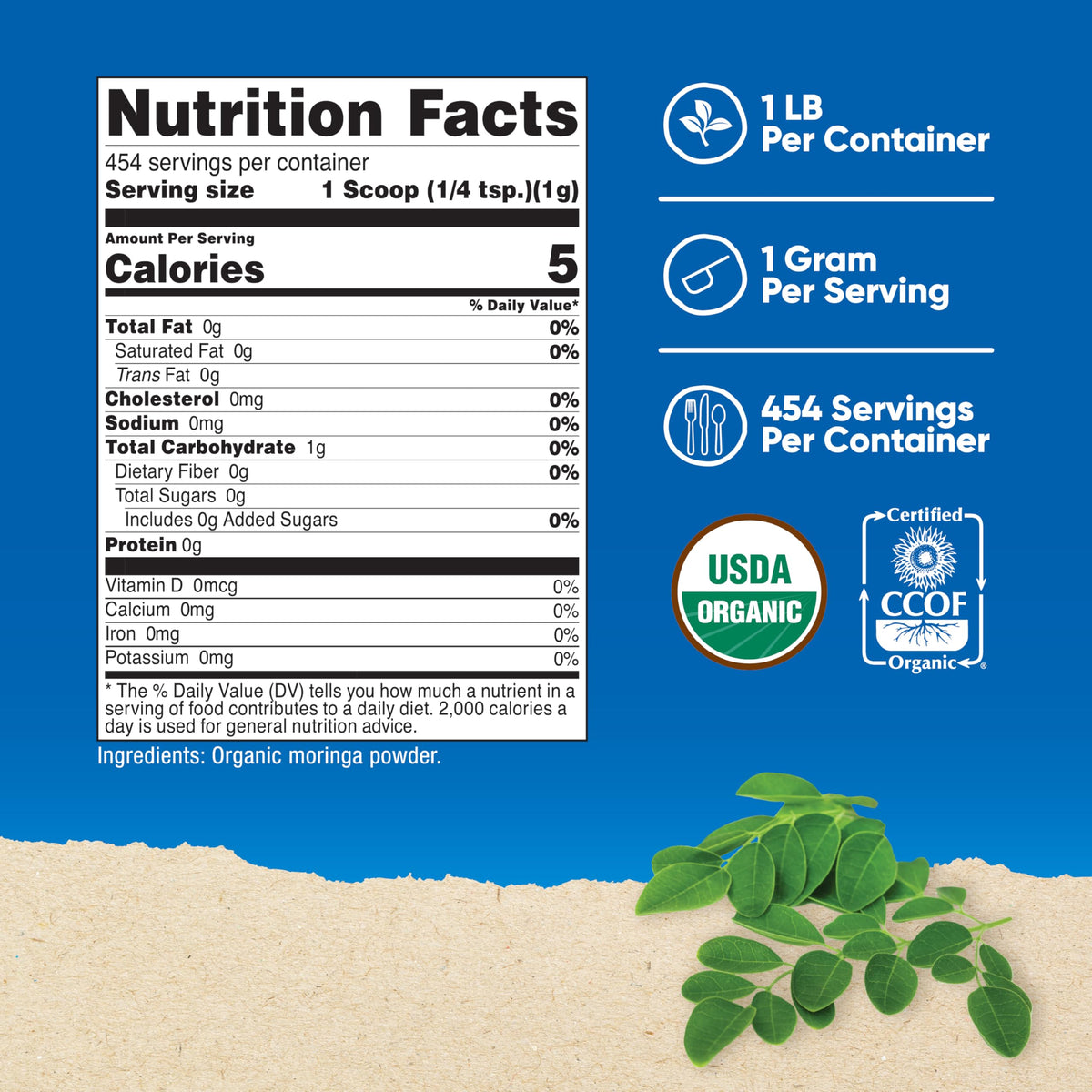 Nutricost Organic Moringa Powder - 16 oz - image 2