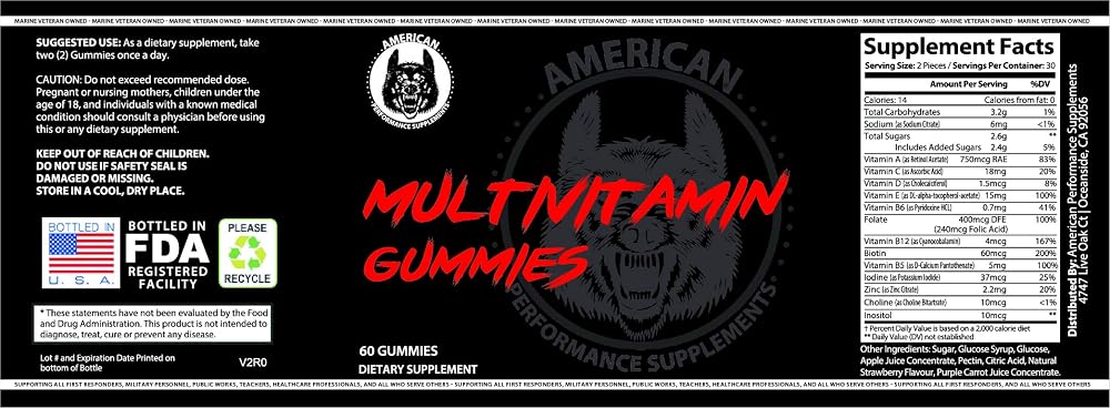 American Performance Supplements Multivitamin Gummy - 120 Gummies - image 2