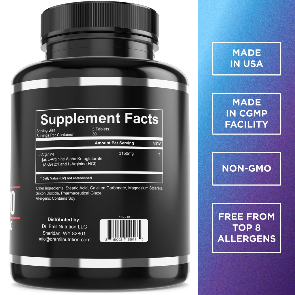 DR. EMIL NUTRITION Dr Emil's L Arginine - Nitric Oxide Supplement