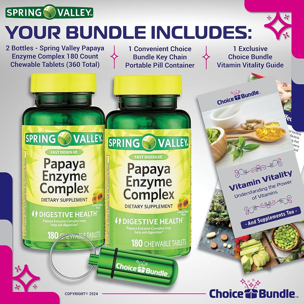 Choice Bundle Spring Valley Papaya Enzyme Complex Chewable Tablets - 360 Count - image 2