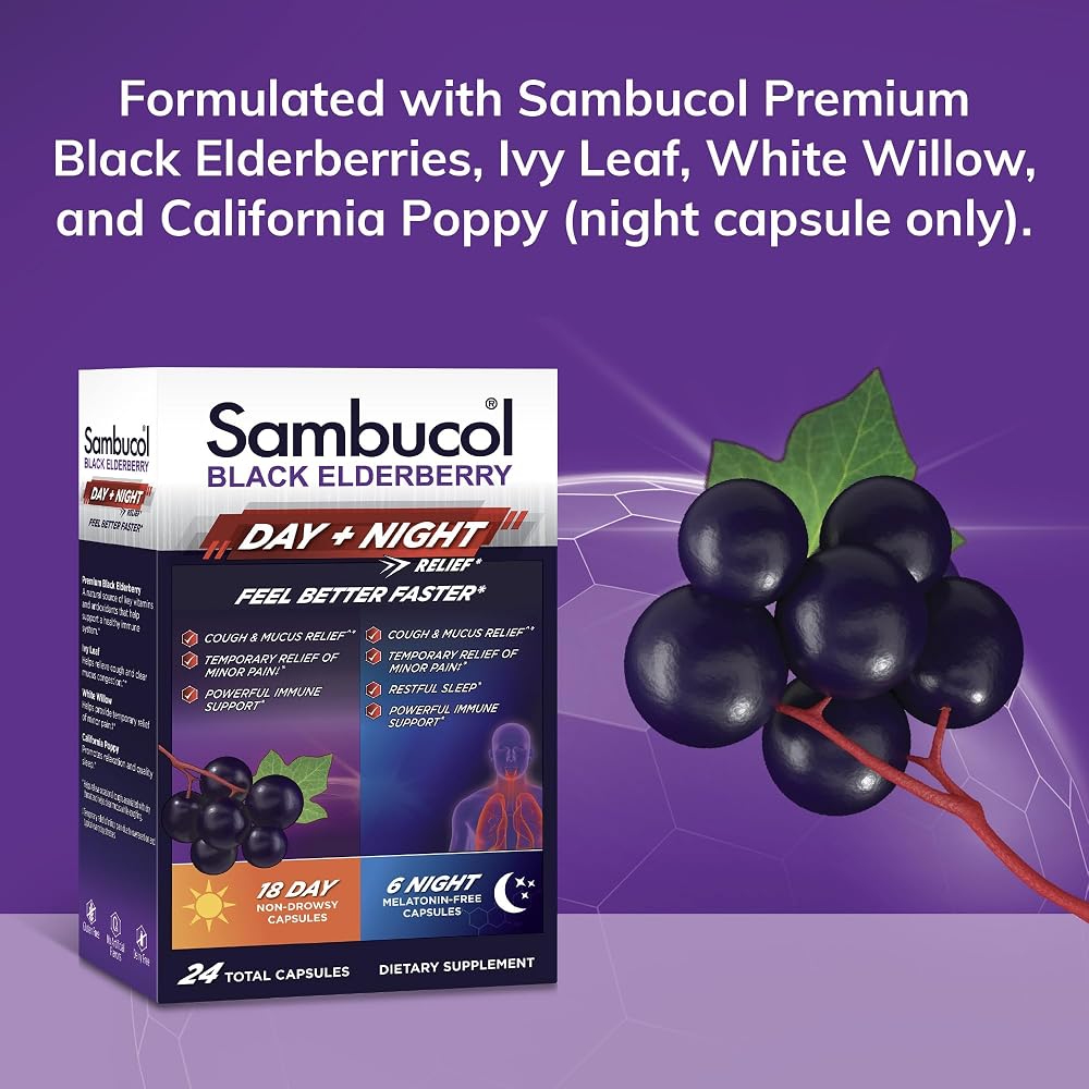 Sambucol Black Elderberry Day & Night Relief - 24 Capsules - image 4
